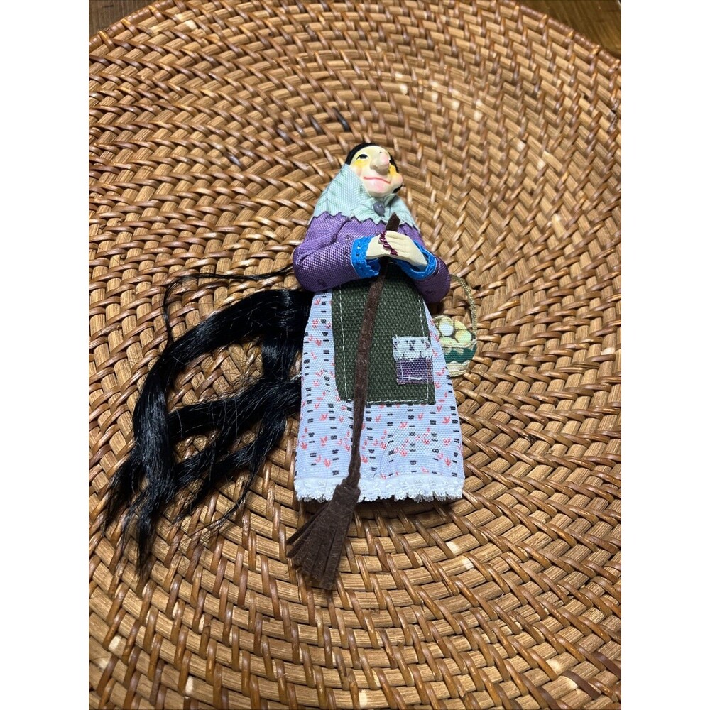 Kitchen Witch Good Luck Hanging Witch Doll Figure Black Hair La Befana